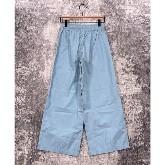 DONNI Pants XXS Womens Light Blue Cotton Poplin Wide Leg Drawstring - Picture 2 of 7